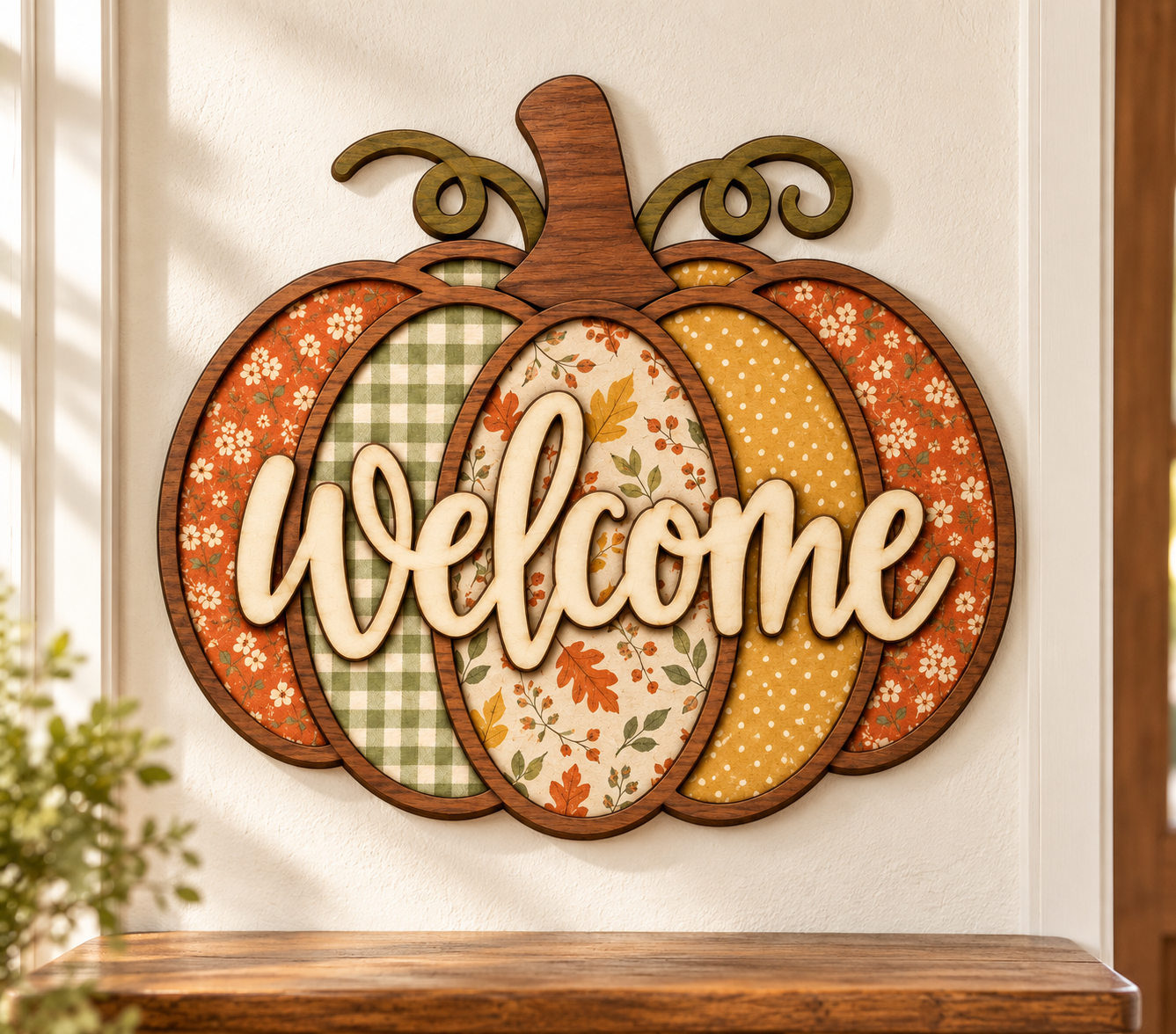 How to Make a Scrapbook Paper Pumpkin Door Hanger