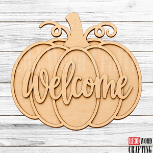 Pumpkin Welcome Sign Door Hanger Kit | DIY Unfinished Wood Craft