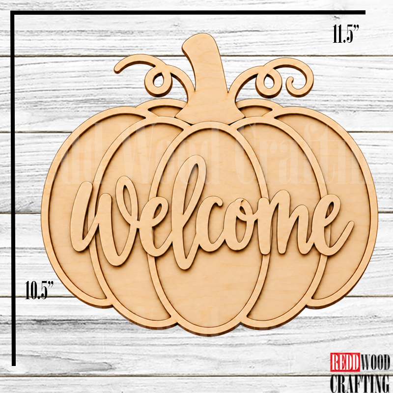 Pumpkin Welcome Sign Door Hanger Kit | DIY Unfinished Wood Craft
