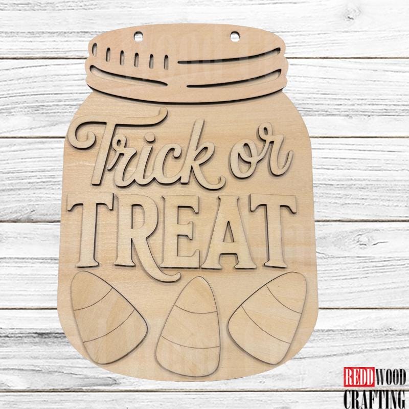 Halloween Candy Corn Mason Jar Door Hanger Kit | DIY Unfinished Wood Craft