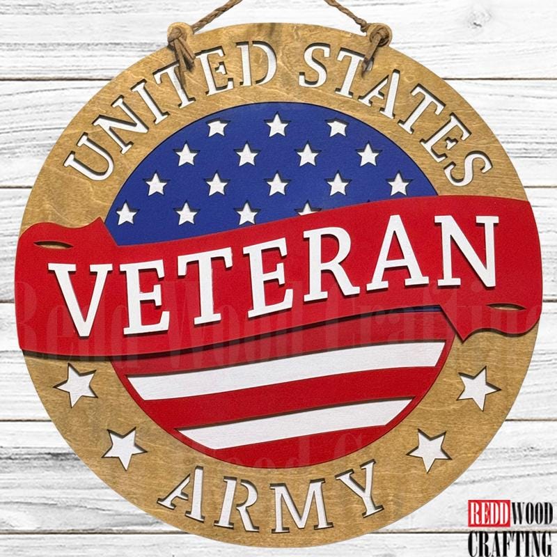 US Veteran Wooden Wall Plaque: Army, Navy, Air Force, Marines