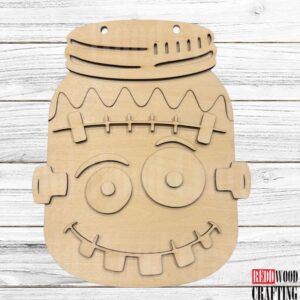 Frankensteins Monster Mason Jar Door Hanger Kit | DIY Unfinished Wood Craft