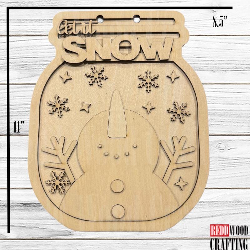 Snowman Let It Snow Mason Jar Door Hanger Kit | Unfinished Wood Craft
