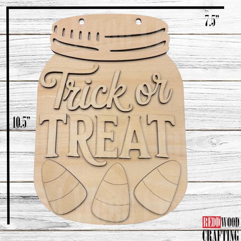 Halloween Candy Corn Mason Jar Door Hanger Kit | DIY Unfinished Wood Craft
