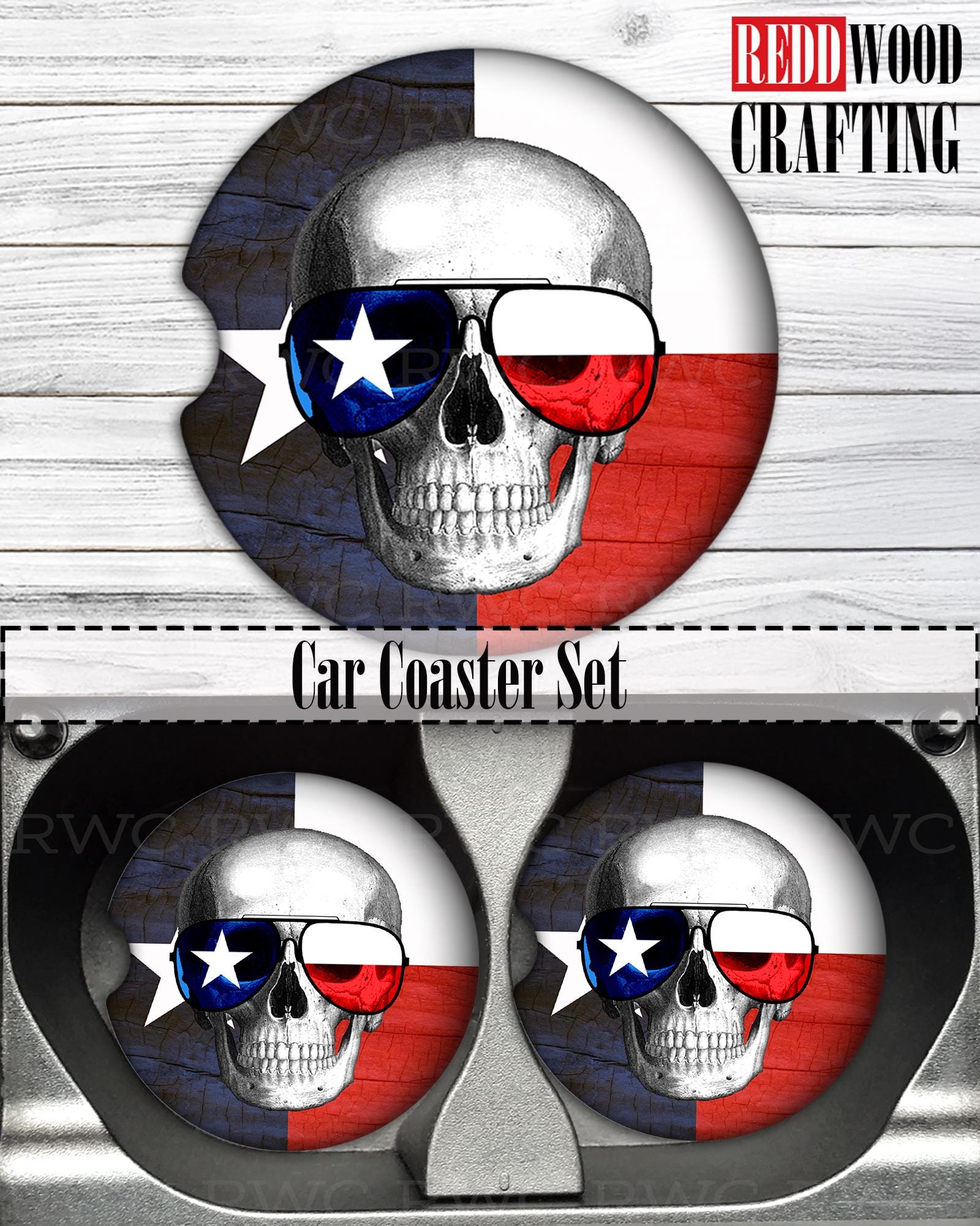 Texas Car Coasters: Neoprene Cup Holder Accessories (Set of 2) - Image 6