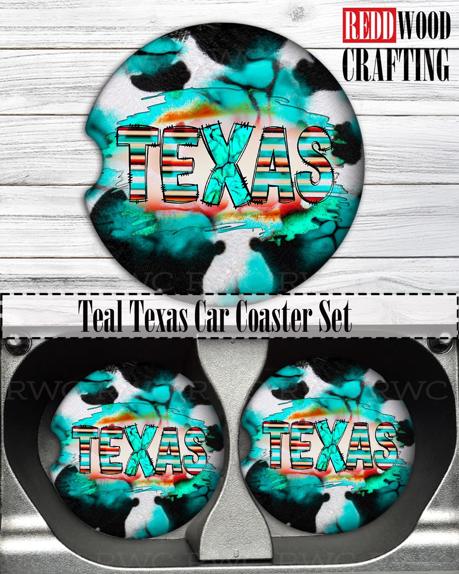 Texas Car Coasters: Neoprene Cup Holder Accessories (Set of 2) - Image 4