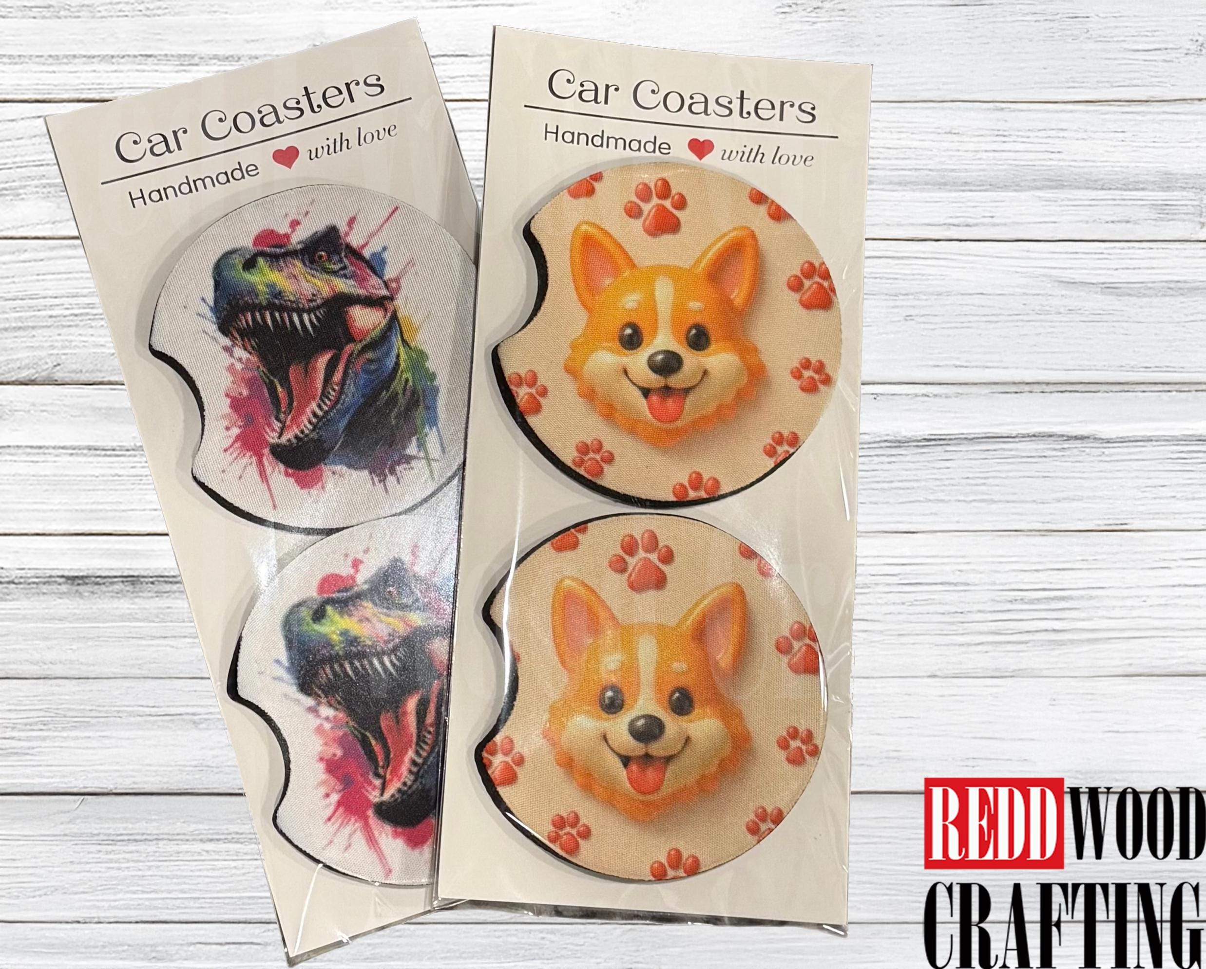 Corgi Car Coasters (Set of 2), Neoprene Cup Holder Accessories - Image 3