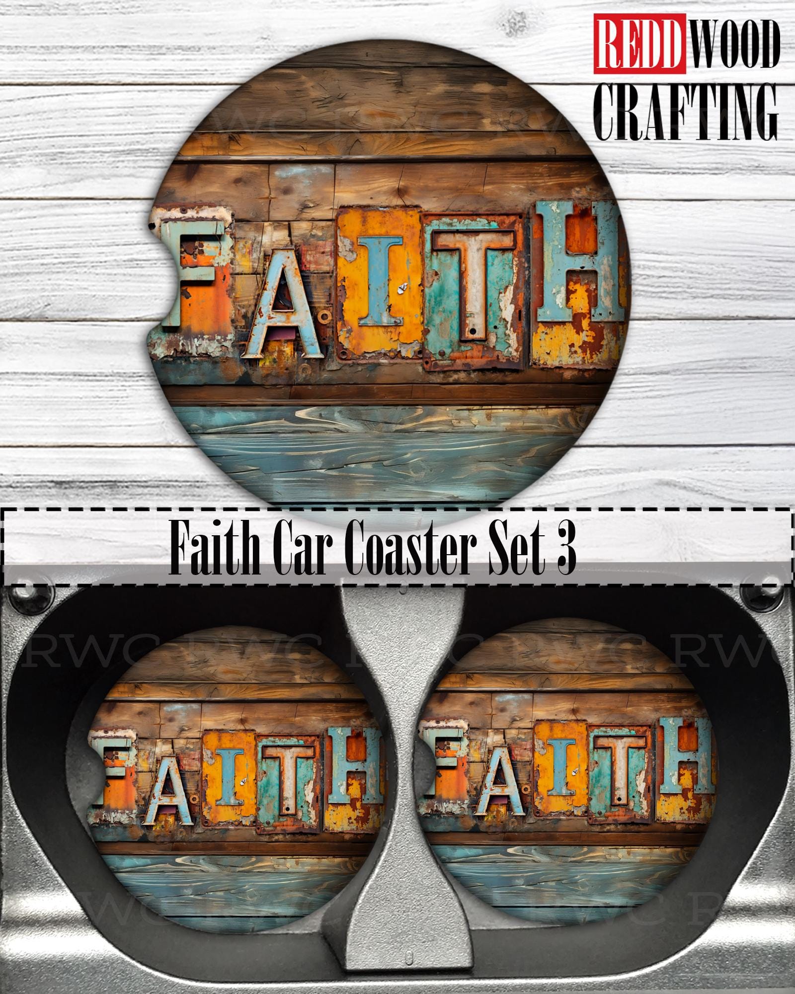 Faith Christian Car Coasters (Set of 2), Neoprene Cup Holder Accessories - 8 Options - Image 5