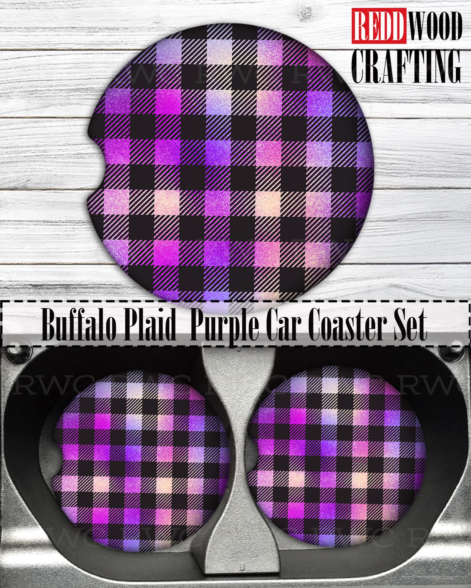 Buffalo Plaid Car Coasters: Neoprene Cup Holder Protectors (Set of 2) - Image 5