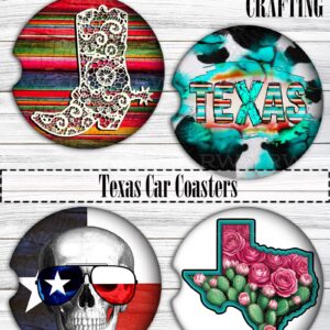 Texas Car Coasters: Neoprene Cup Holder Accessories (Set of 2)