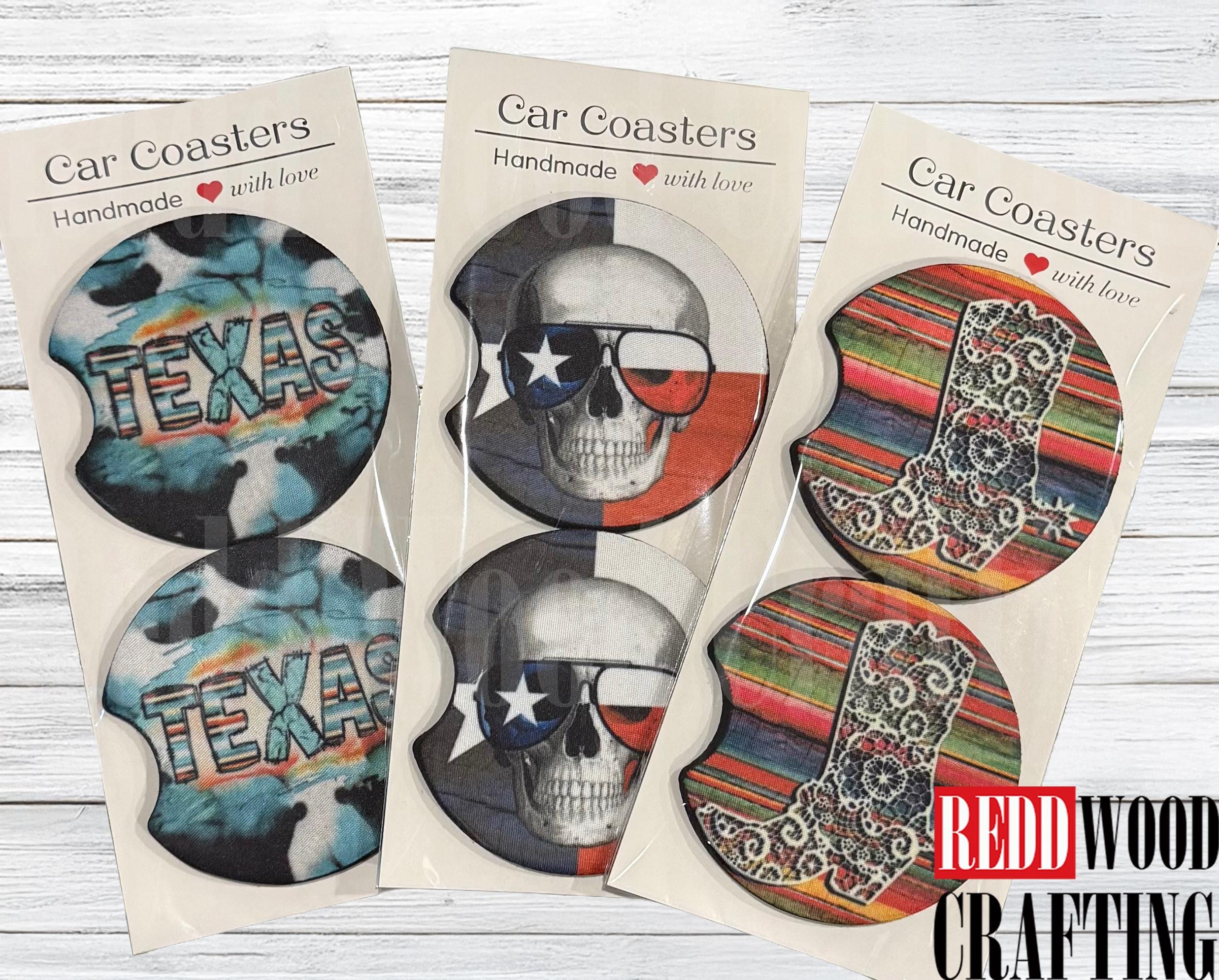 Texas Car Coasters: Neoprene Cup Holder Accessories (Set of 2) - Image 7