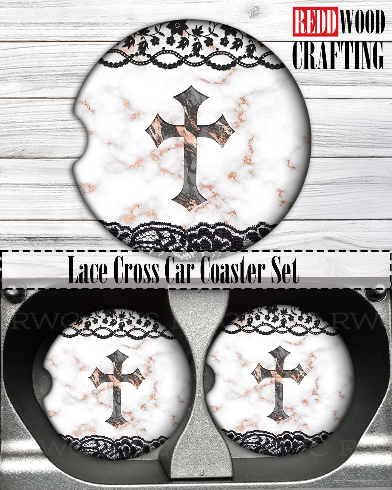 Faith Christian Car Coasters (Set of 2), Neoprene Cup Holder Accessories - 8 Options - Image 7