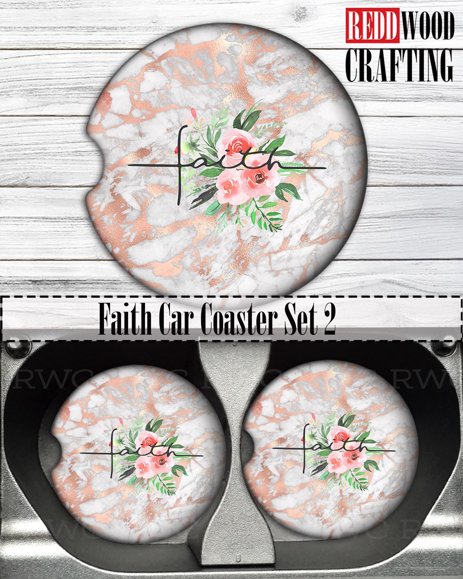 Faith Christian Car Coasters (Set of 2), Neoprene Cup Holder Accessories - 8 Options - Image 4
