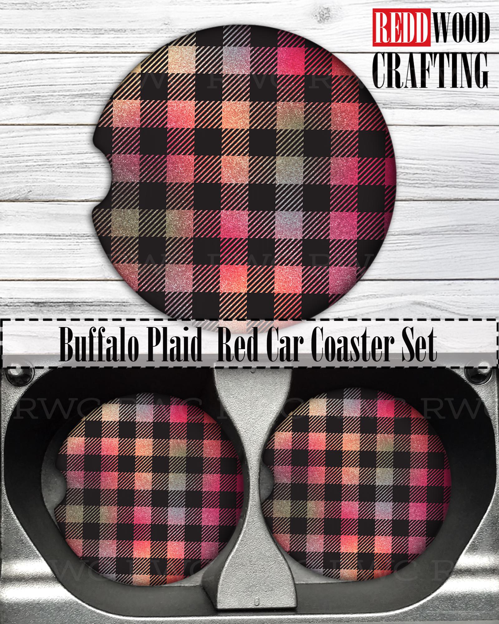 Buffalo Plaid Car Coasters: Neoprene Cup Holder Protectors (Set of 2) - Image 4