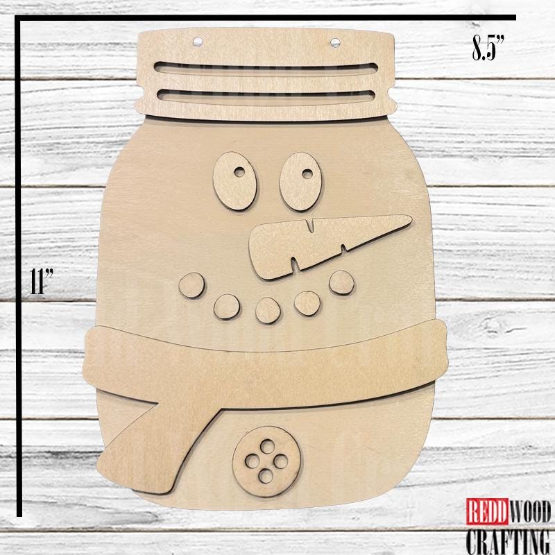 Snowman Santa Suit Mason Jar Door Hanger Kit | DIY Unfinished Wood Craft