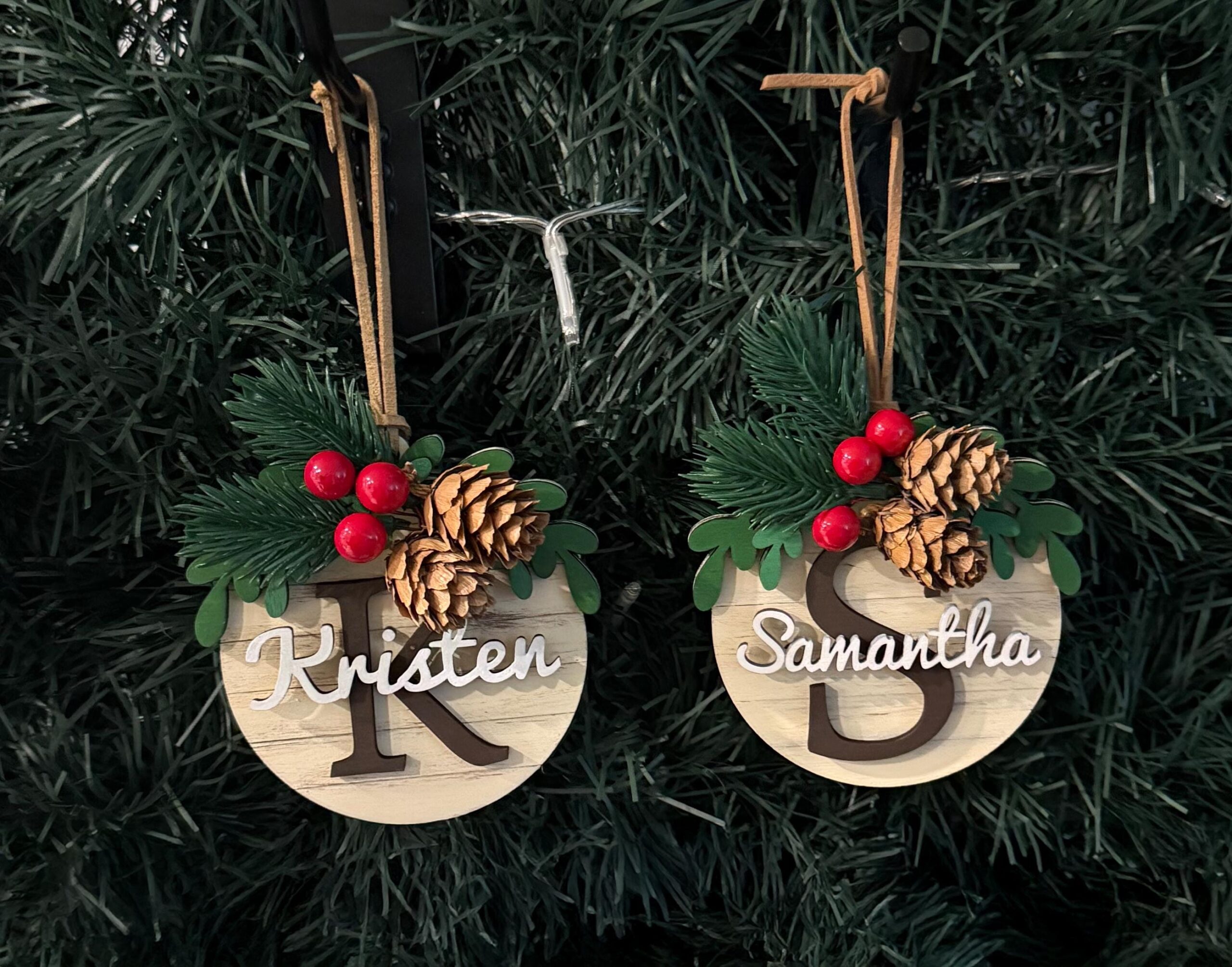Personalized Rustic Shiplap Christmas Ornament, Wood, Hand Painted, Custom