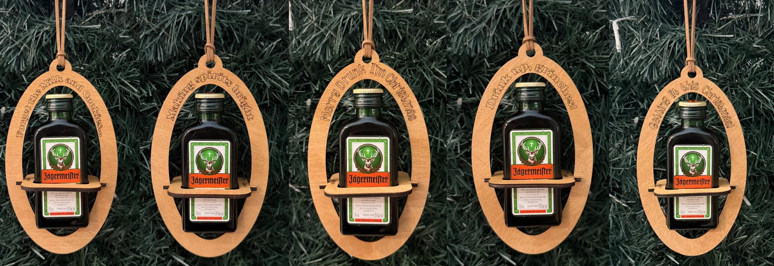 Jagermeister Mini Shooter Liquor Holder Ornaments, Wood, Hand Painted