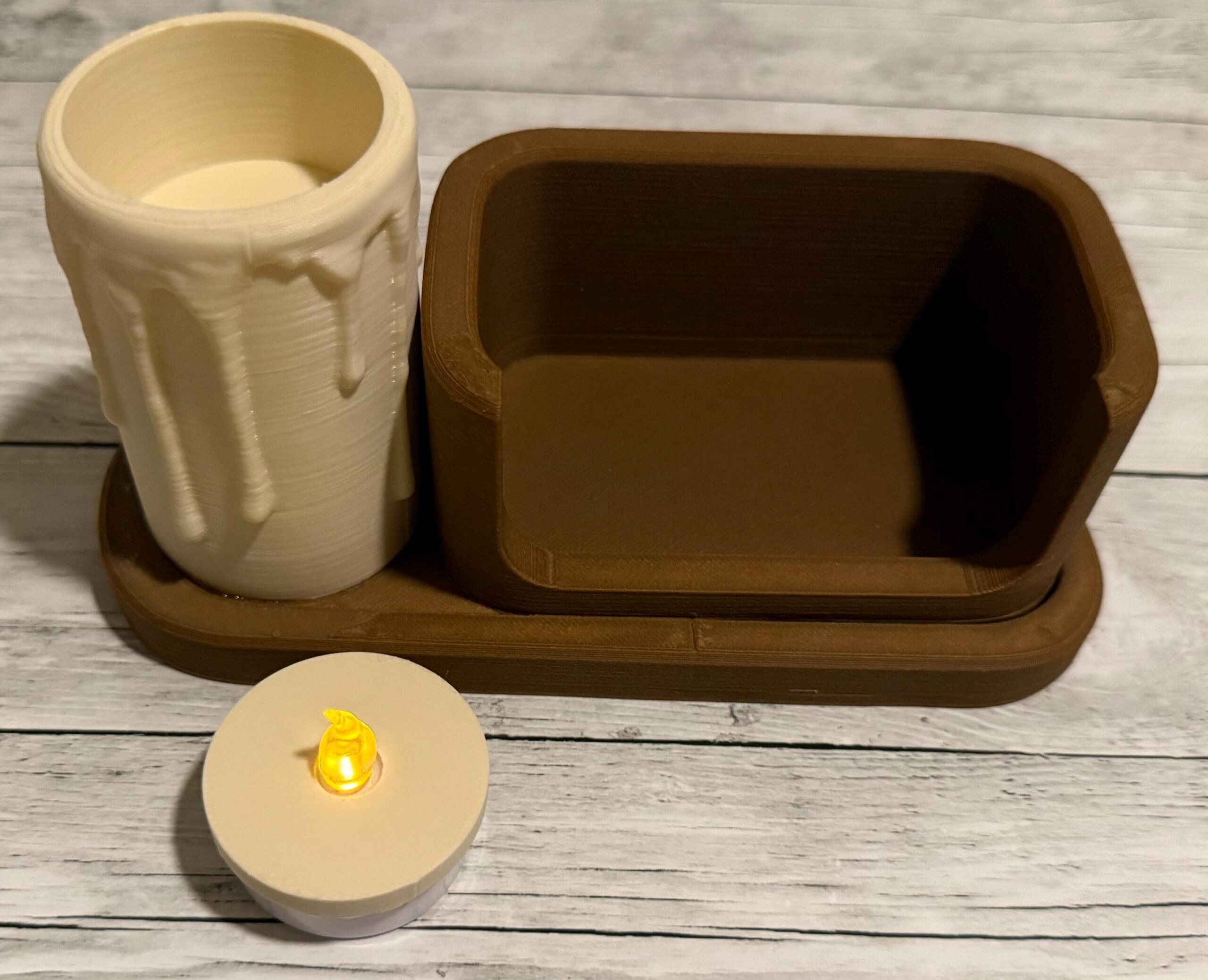 Candle Business Card Holder with LED Tea Light | 3D Printed Vendor Booth Display - Image 4