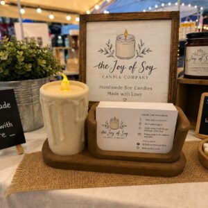 Candle Business Card Holder with LED Tea Light | 3D Printed Vendor Booth Display