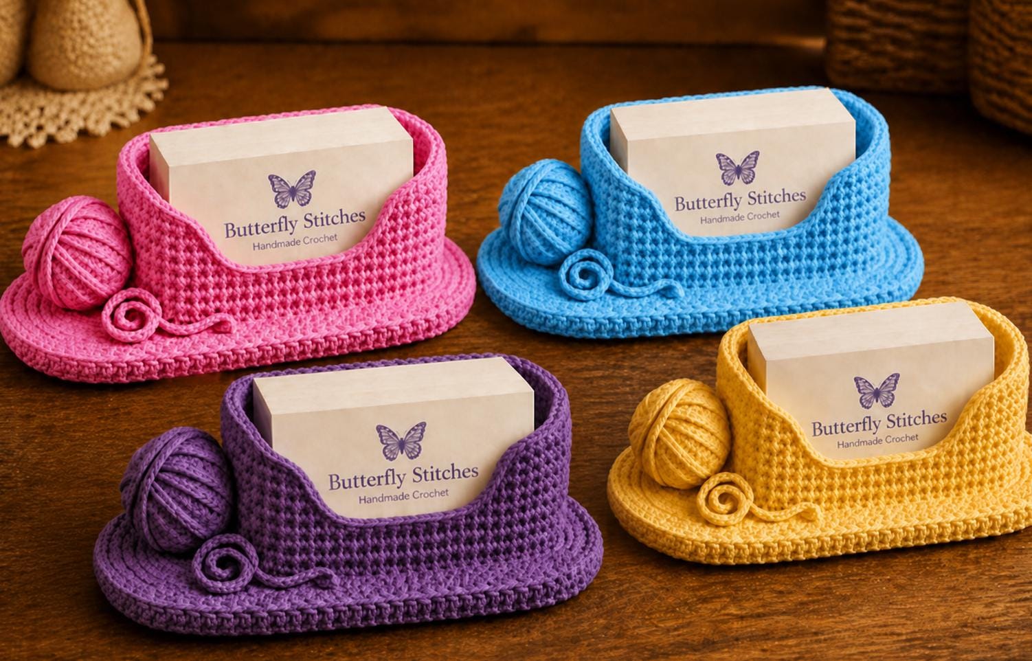 Yarn Crochet Business Card Holder | 3D Printed Vendor Booth Display for Craft Fair & Markets
